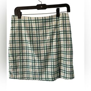 Wild‎ Fable Skirt Womens Size 10 Green Check Plaid Mini Split Hem Stretch  Zip